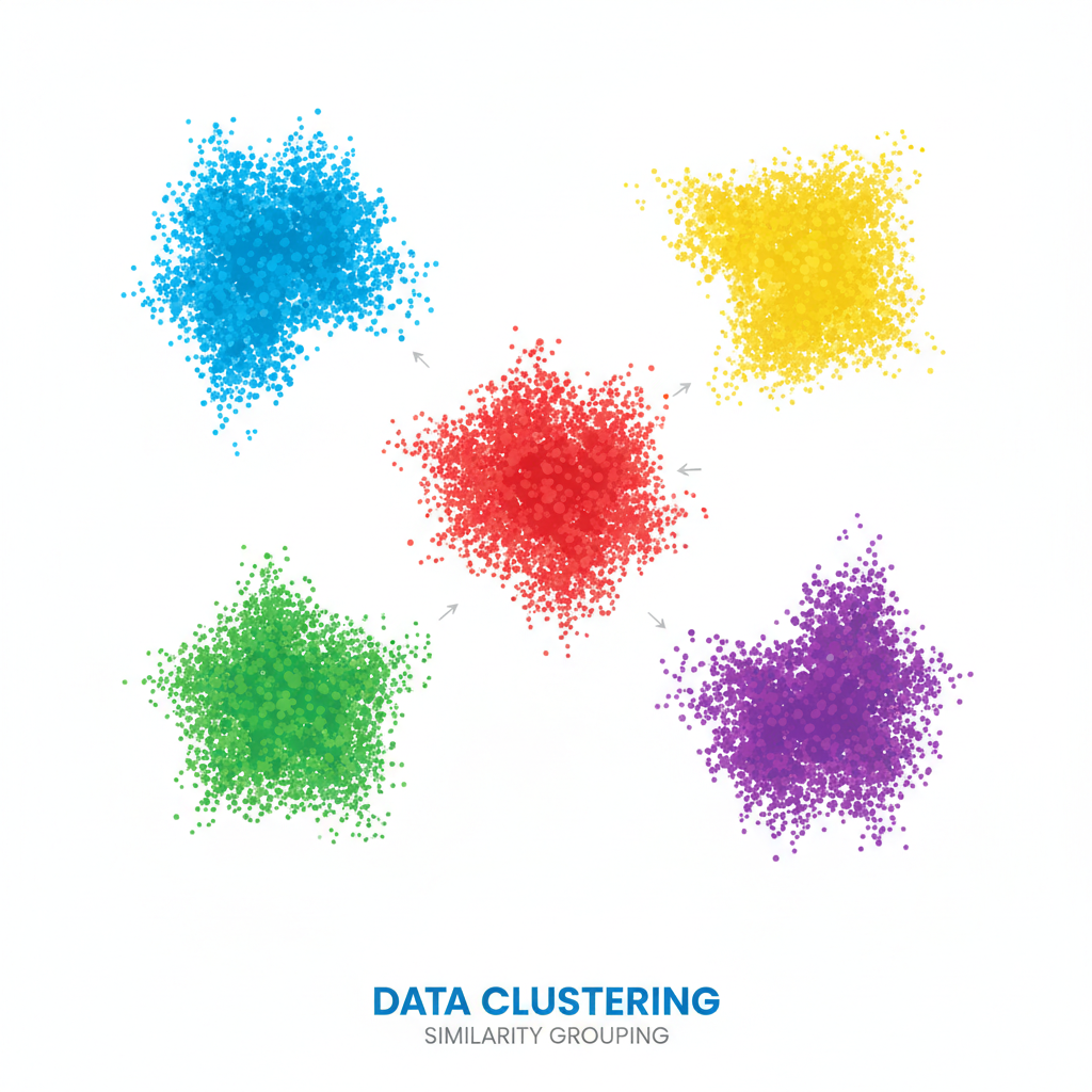 Exemplo visual de agrupamento de dados em clusters distintos