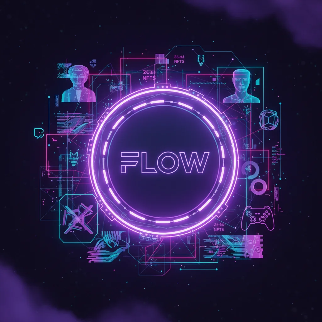 Representação do token FLOW, a criptomoeda nativa da blockchain Flow.