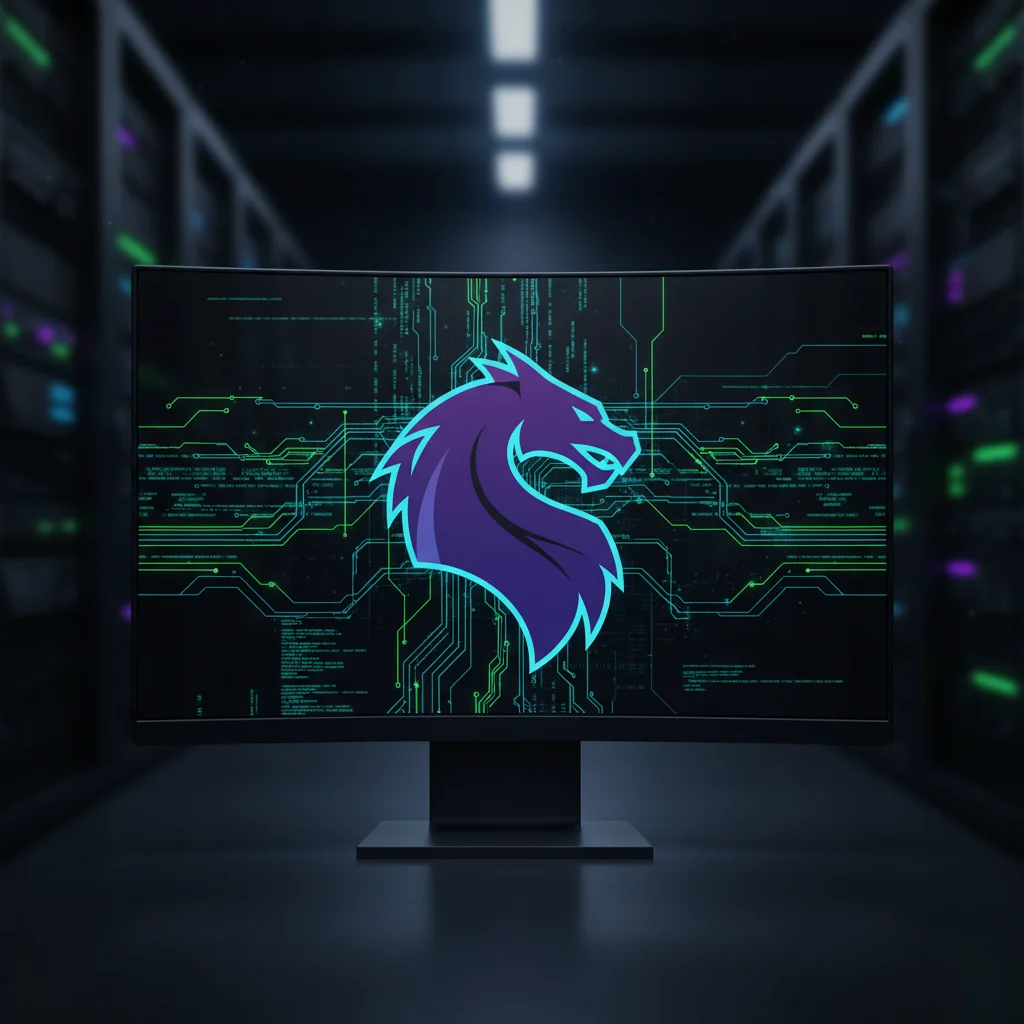 Logotipo do Kali Linux em um fundo digital com linhas de código.