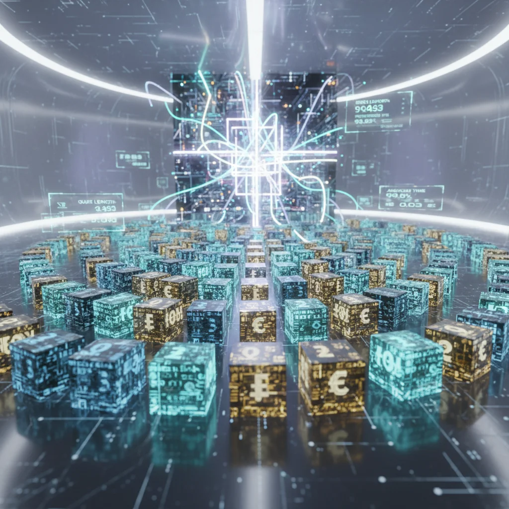 Ilustração do Mempool, a sala de espera para transações de criptomoedas não confirmadas.