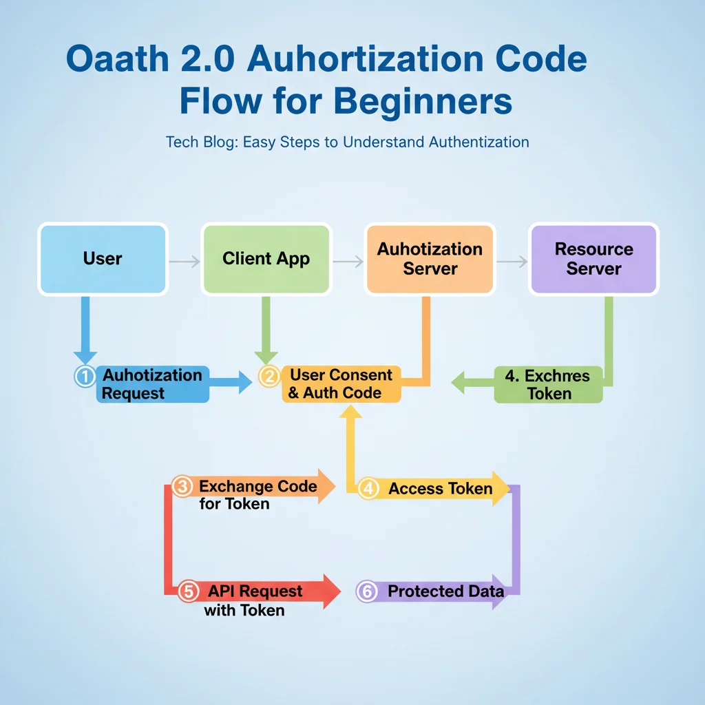 Diagrama do fluxo OAuth 2.0, mostrando a comunicação entre o Usuário, a Aplicação, o Servidor de Autorização e o Servidor de Recursos para obter um token de acesso.