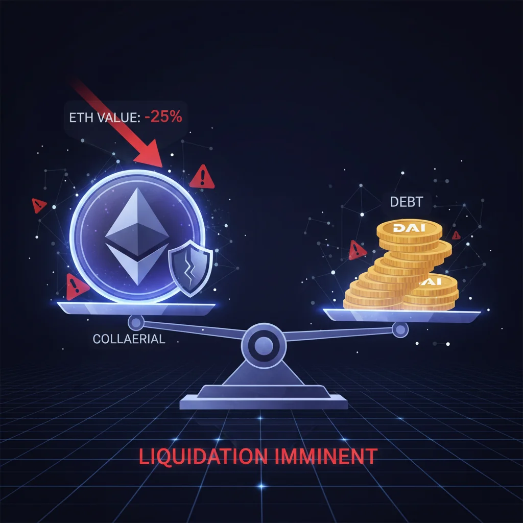 Ilustração do risco de liquidação em uma CDP com uma balança desequilibrada.