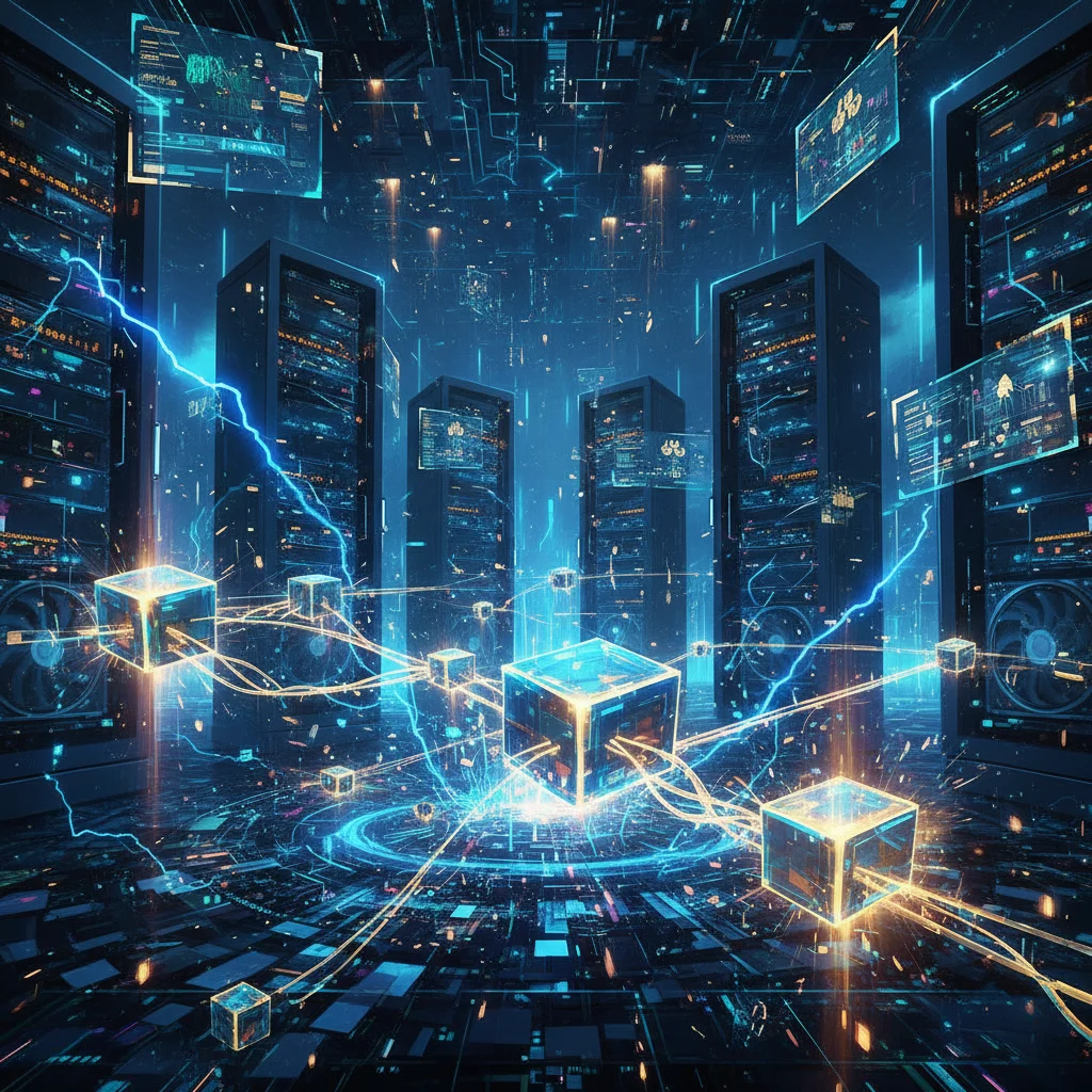 Ilustração do processo de mineração de criptomoedas com Proof-of-Work.