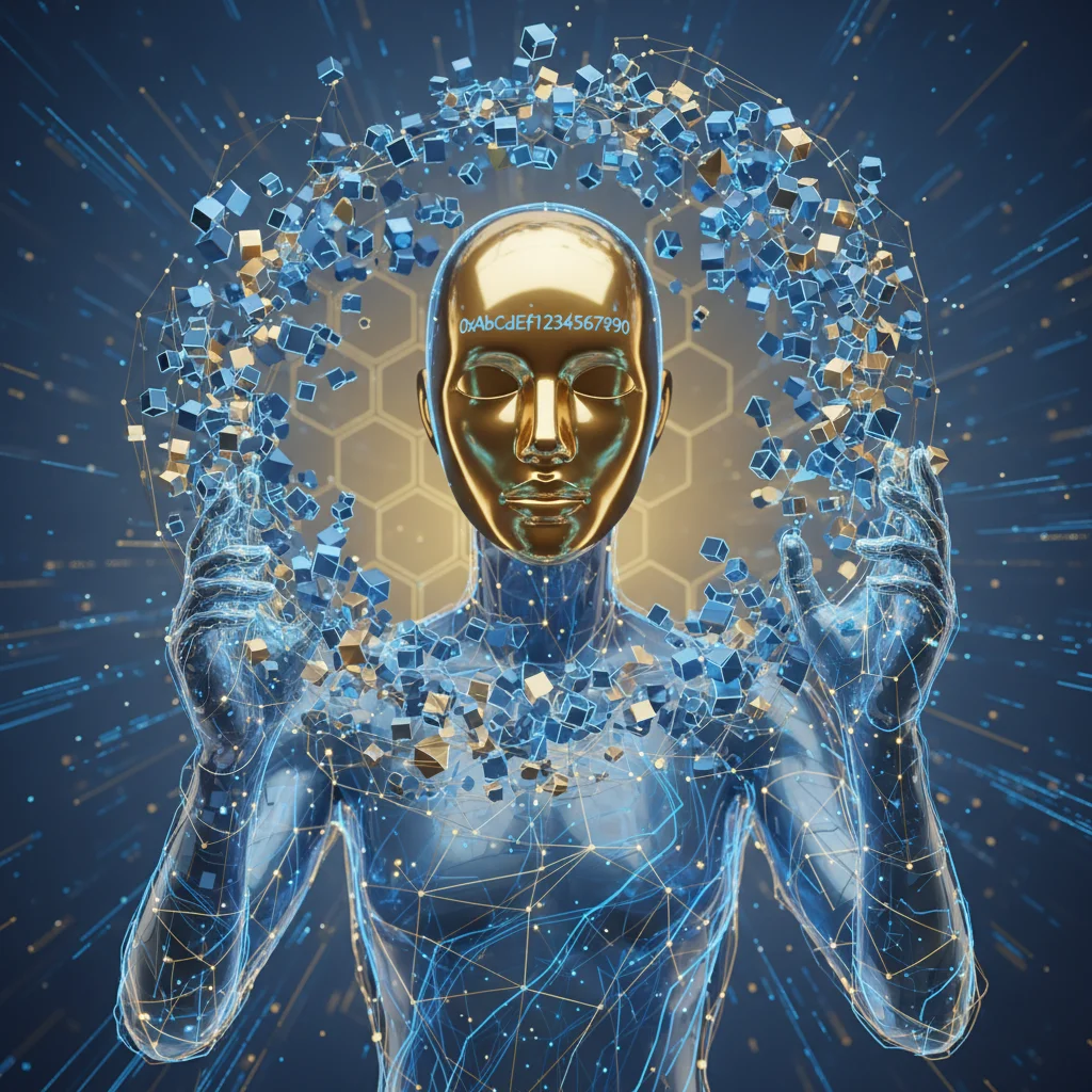 Ilustração do conceito de pseudonimato em criptomoedas, onde uma figura mascarada representa um endereço de carteira digital.