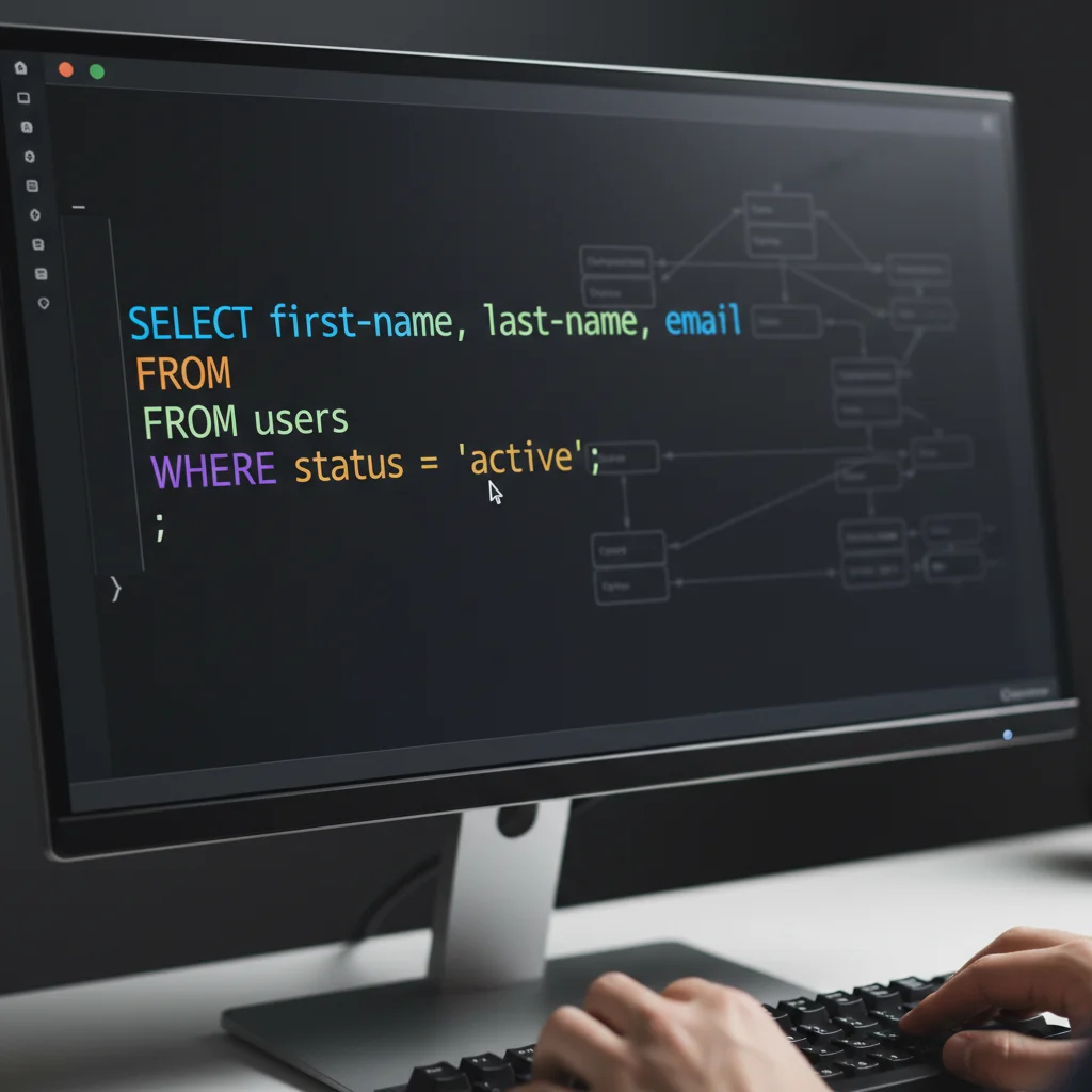 Tela de um editor de código exibindo um comando SELECT em SQL, filtrando clientes da cidade de 'São Paulo' em uma tabela.