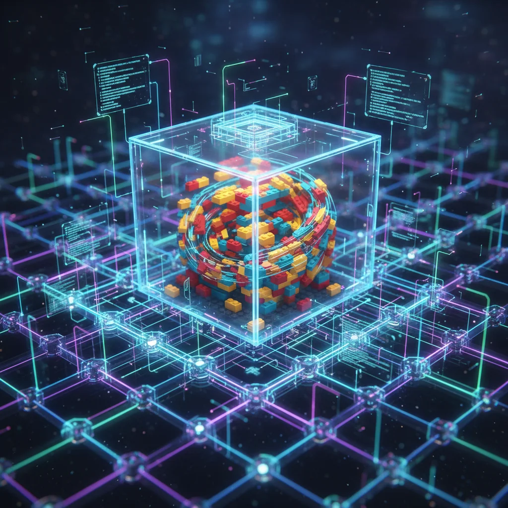 Ilustração de um token composto como um bloco central contendo outros tokens menores.