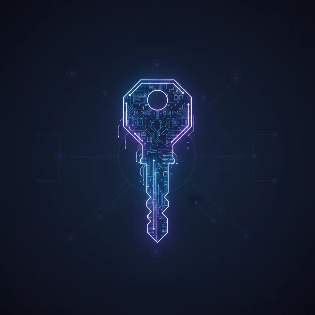 Ilustração de uma chave digital brilhante que simboliza o que é e para que serve um token de utilidade.