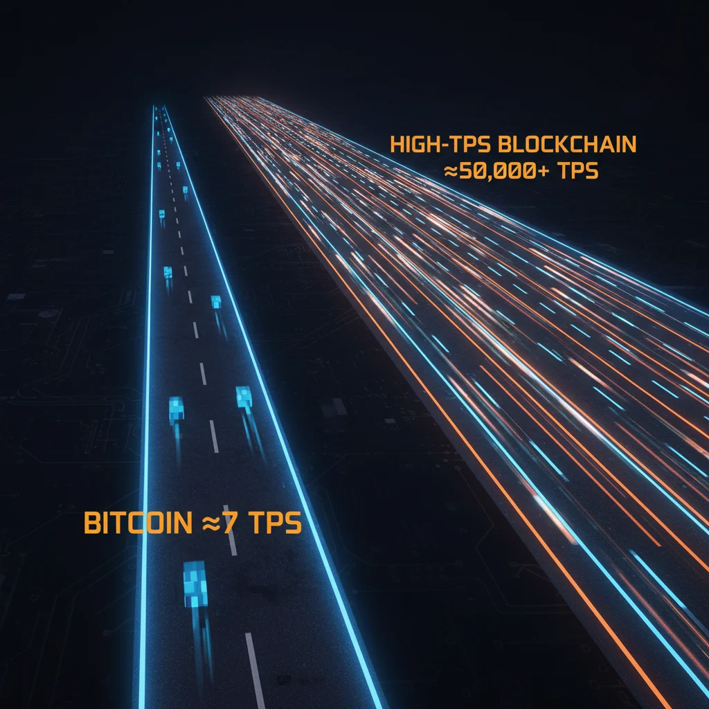 Comparativo visual da capacidade de transações por segundo (TPS) entre diferentes blockchains.