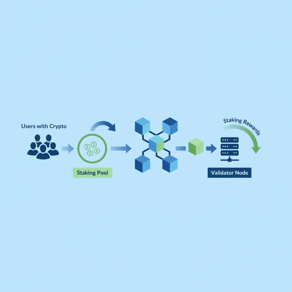 Infográfico explicando o processo de Proof-of-Stake (PoS) com um validador.