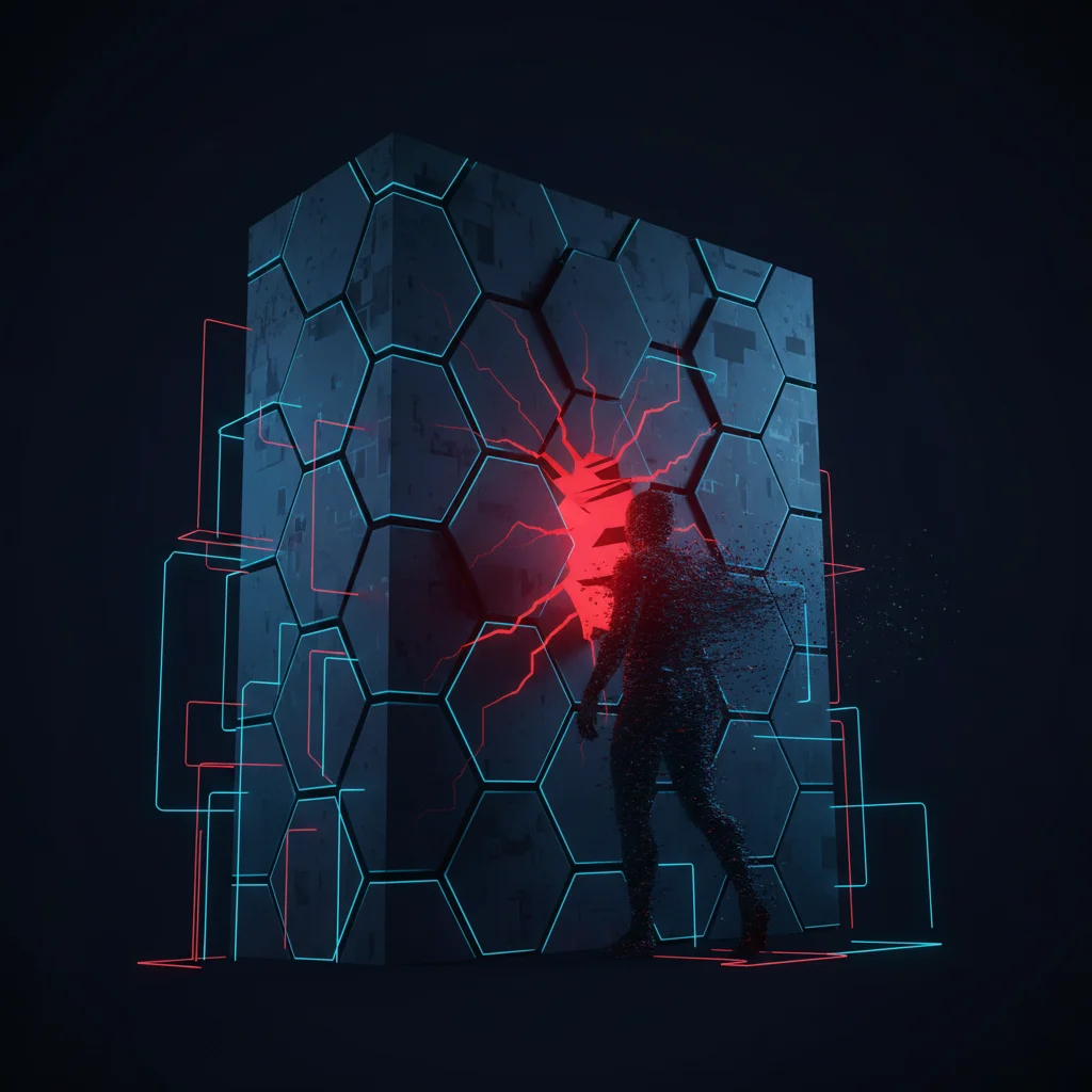 Ilustração de um cadeado digital com uma rachadura vermelha brilhante, simbolizando uma vulnerabilidade zero-day.