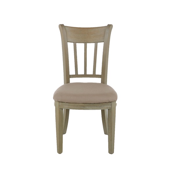 Klassieke stoel in hout grijs met zitkussen in stof
