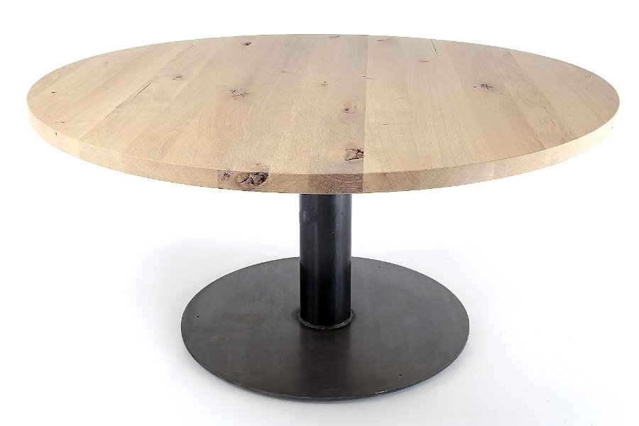 Tafel Ferrum Tafels Larridon Home Industrieel Blad massief eik / onderstel blauwstaal Naturel maatwerk