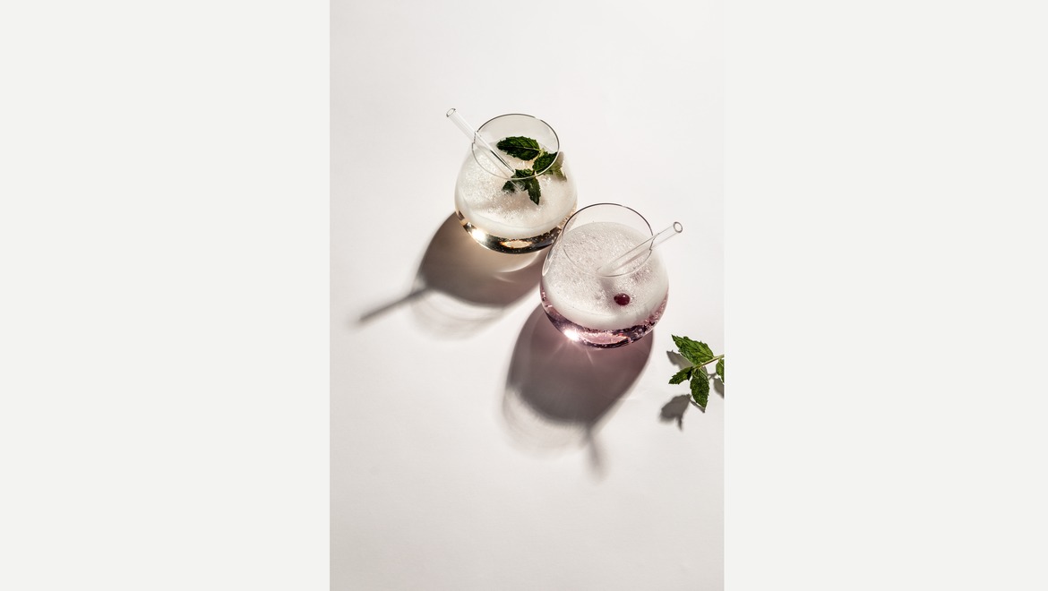 Cocktail glazen met rietje (laag)