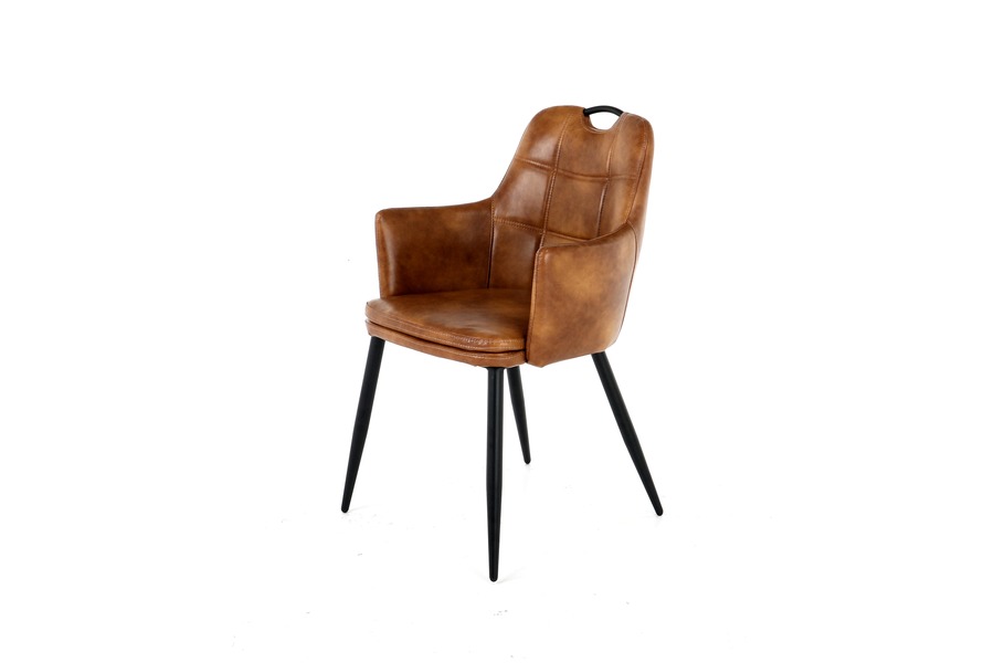 Armstoel Vic  Armstoelen Brut Landelijk Strak Landelijk Industrieel Lederlook Cognac maatwerk