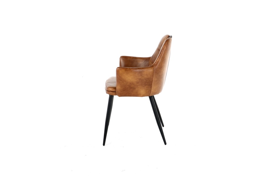 Armstoel Vic  Armstoelen Brut Landelijk Strak Landelijk Industrieel Lederlook Cognac maatwerk