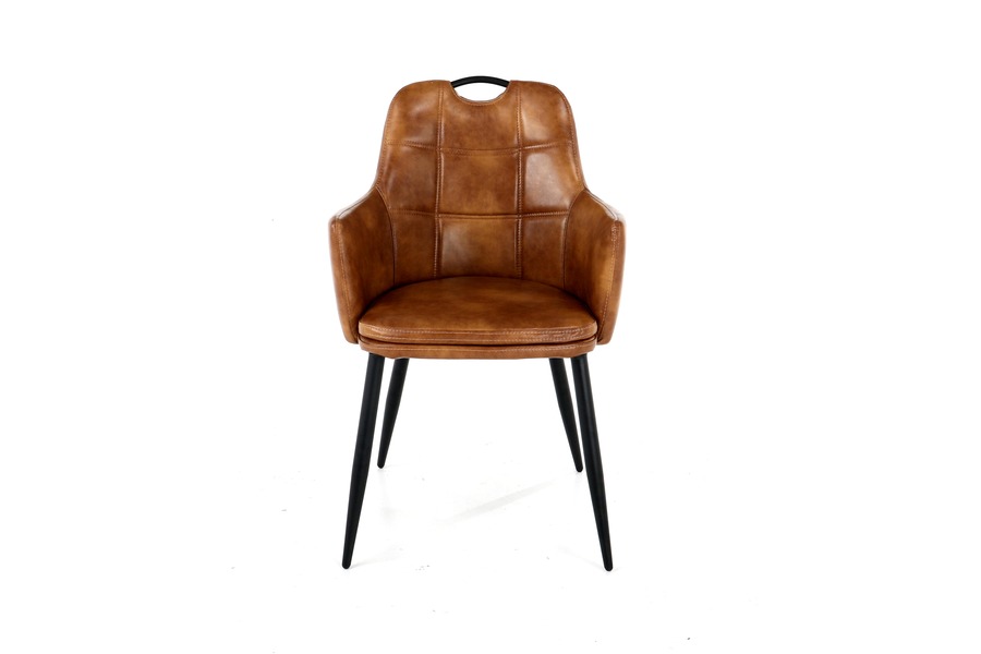 Armstoel Vic  Armstoelen Brut Landelijk Strak Landelijk Industrieel Lederlook Cognac maatwerk