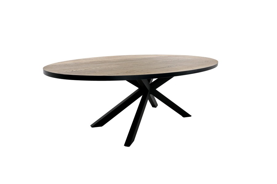 Tafel Oaklook Tafels Industrieel Natural Living melamine + metaal Zwart maatwerk