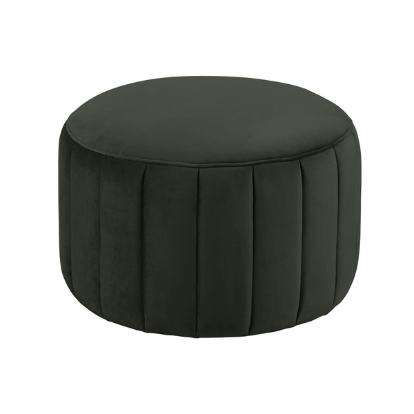 Ronde pouf in zachte velvet stof donkergroen