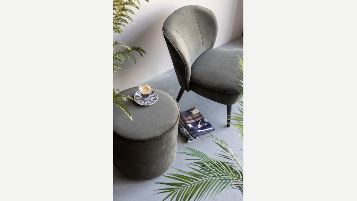 Inspiratie groene pouf fluwelen stof