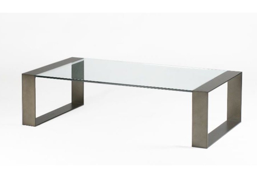 Ontvangende machine Meer verdacht Moderne salontafel in glas op sledepoten Meubelen Larridon