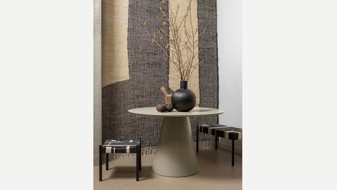 Inspiratie ronde tafel beige kleur