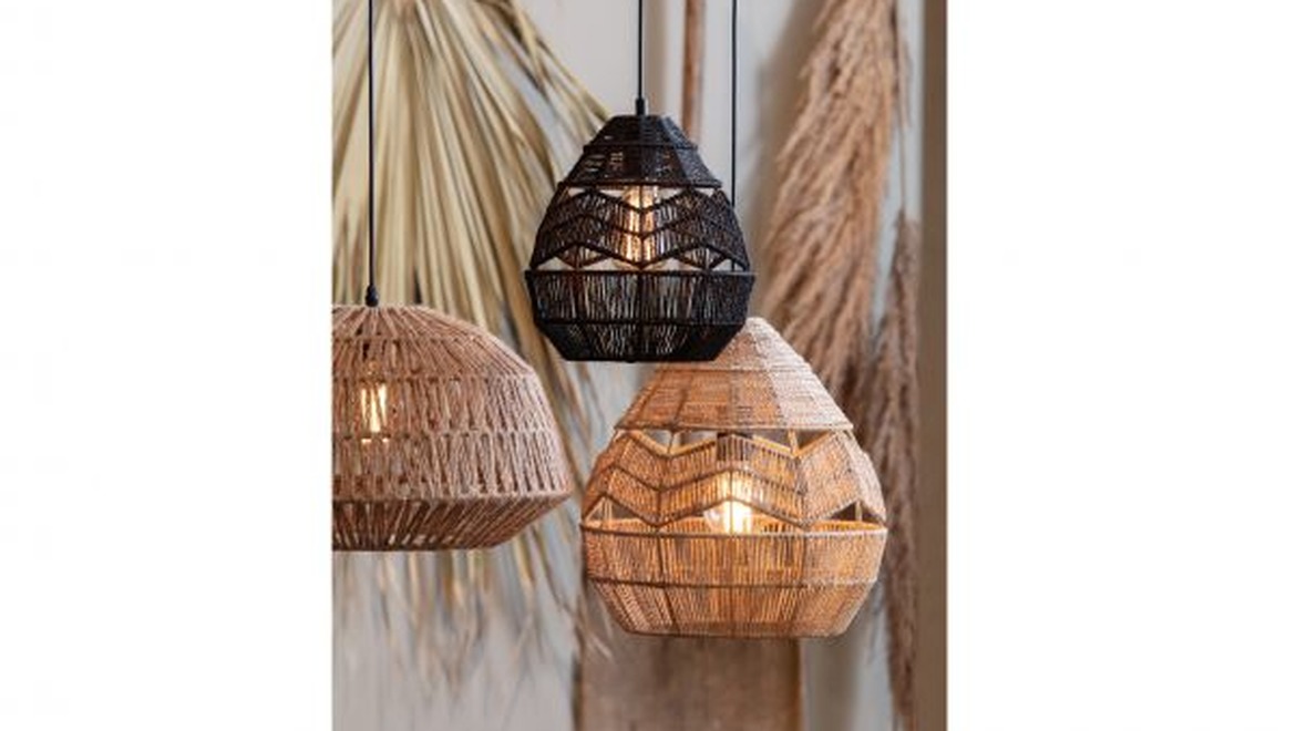 hanglamp in jute geweven rond