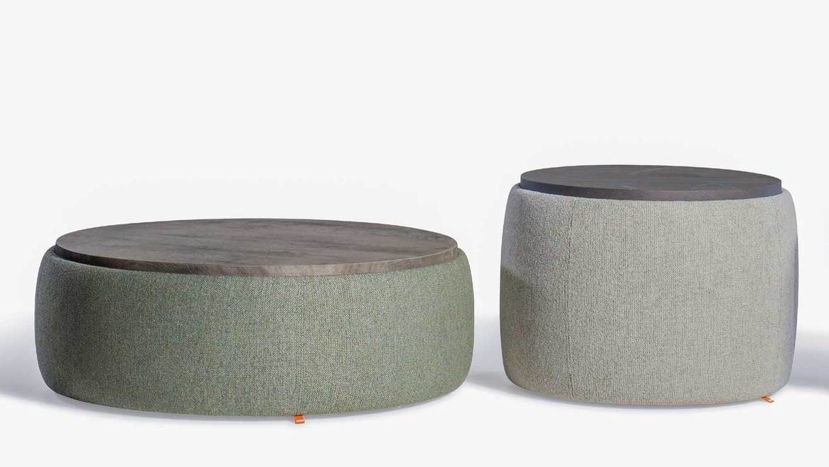 ronde salontafel pouf laag model en hoog model