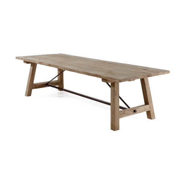 massieve houten eettafel met dwarslat