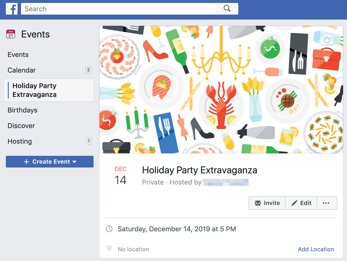 Example of a Facebook event
