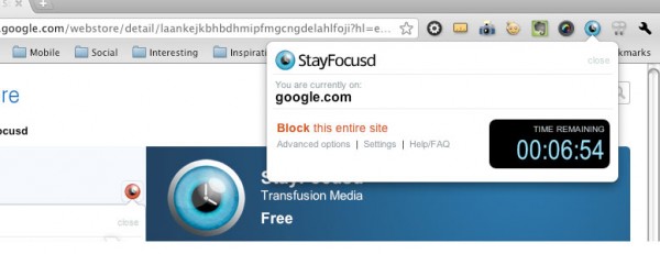 StayFocusd Extension in Chrome example