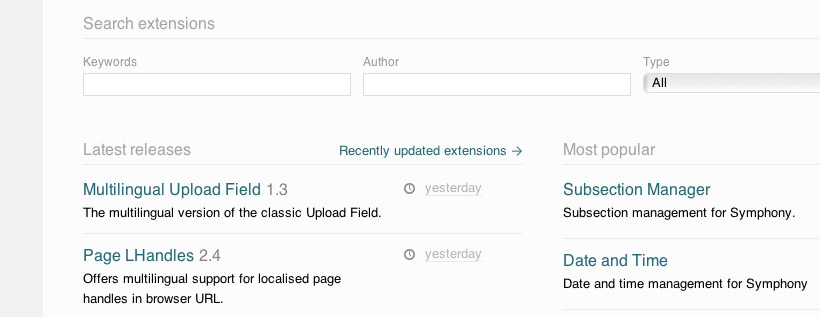 Symphony CMS Extensions Website