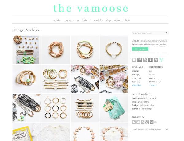 The Vamoose blog archive design