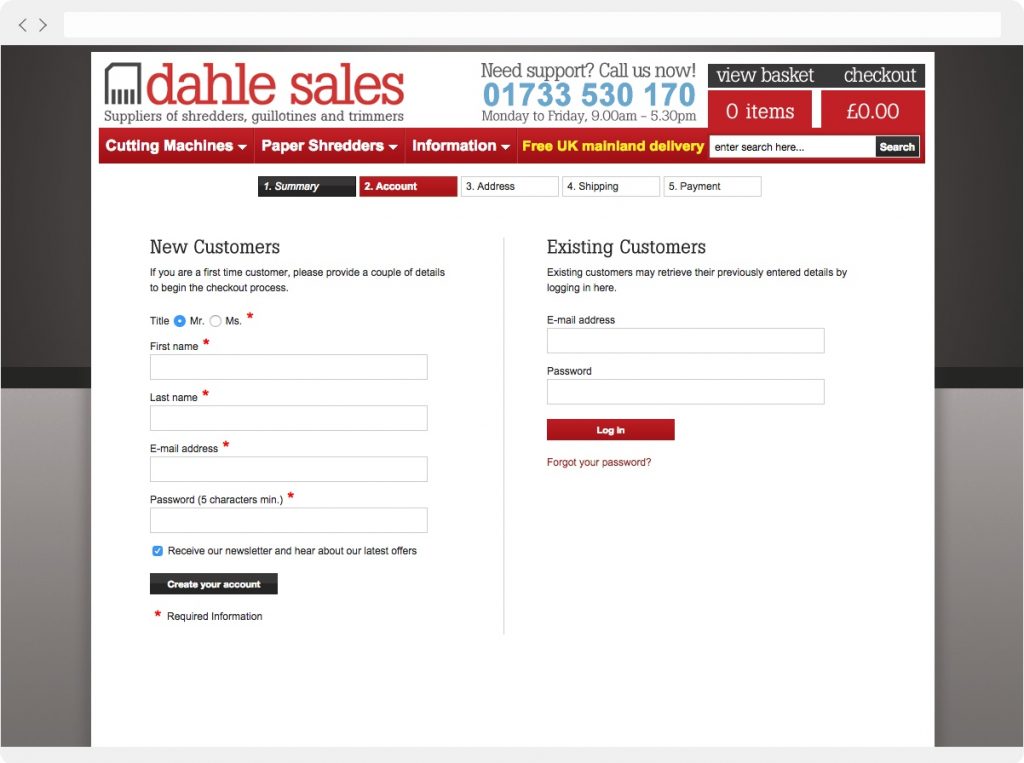 Dahle Sales login page