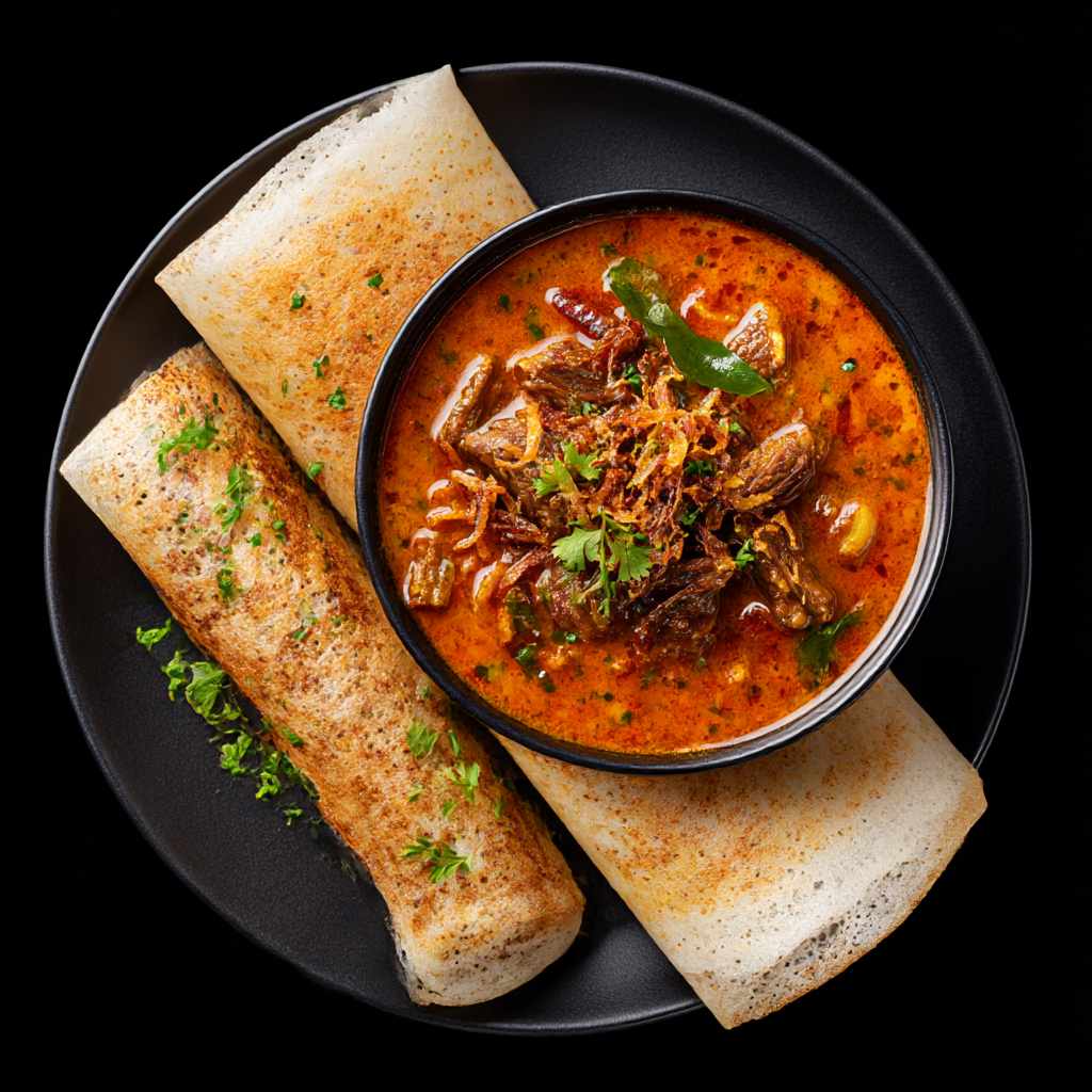 Dosa with Mutton Curry