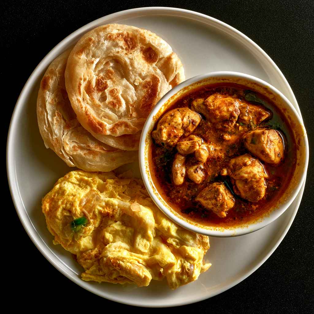 Parotta - Chicken Salana - Ommlette
