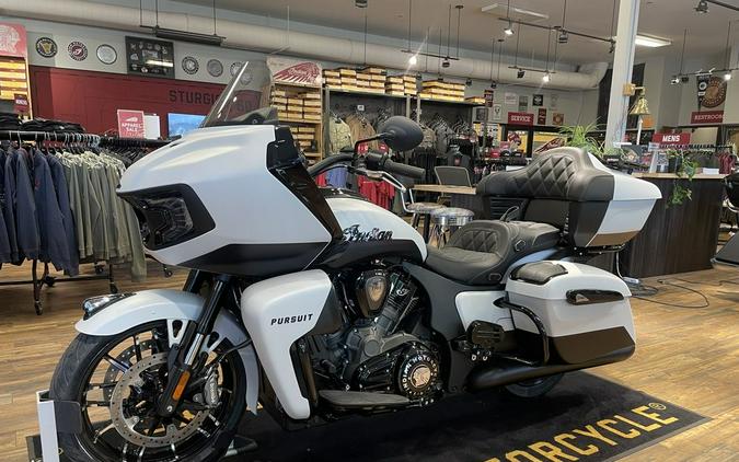 2024 Indian Motorcycle® Pursuit® Dark Horse® w/PowerBand Audio Pkg Icon Ghost White Metallic Smoke