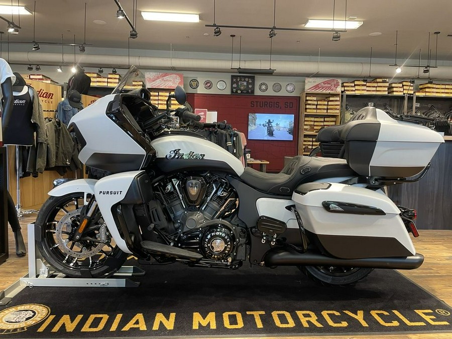 2024 Indian Motorcycle® Pursuit® Dark Horse® w/PowerBand Audio Pkg Icon Ghost White Metallic Smoke