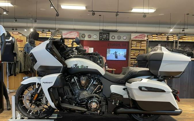 2024 Indian Motorcycle® Pursuit® Dark Horse® w/PowerBand Audio Pkg Icon Ghost White Metallic Smoke