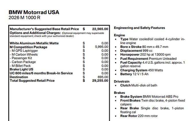 2026 BMW M 1000 R