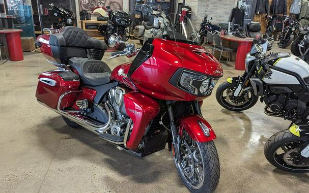 New 2024 INDIAN MOTORCYCLE PURSUIT LTD AUD SUNSET RED METALLIC 49ST Limited with PowerBand Audio Package