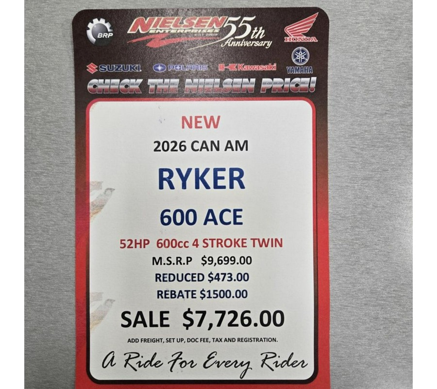 2026 Can-Am Ryker 600 ACE™