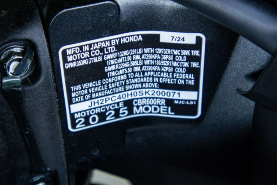 2025 Honda CBR600RR