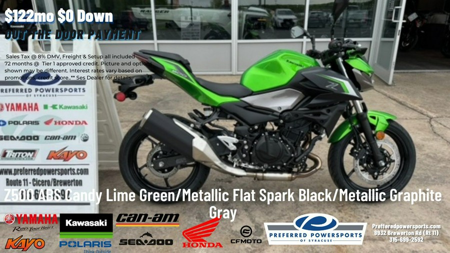 2024 Kawasaki Z500 ABS Candy Lime Green/Metallic Flat Spark Black/Metallic Graphite Gray