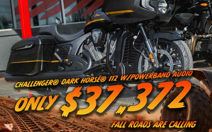 2026 Indian Challenger Dark Horse 112 w/PowerBand Audio Black Crystal w/Black Metalli