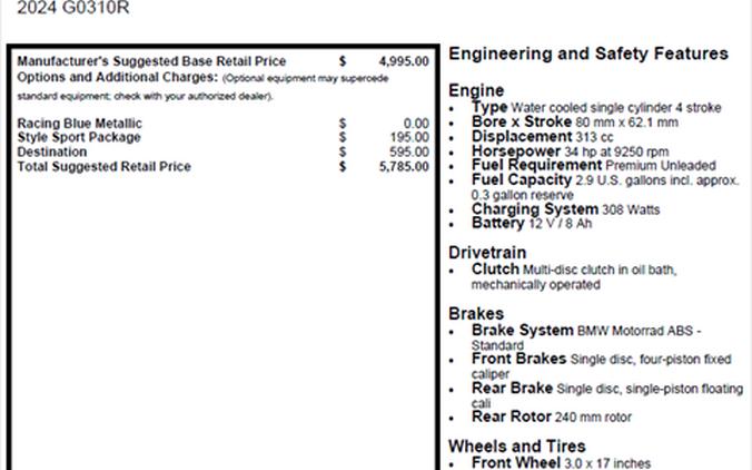 2024 BMW G 310 R