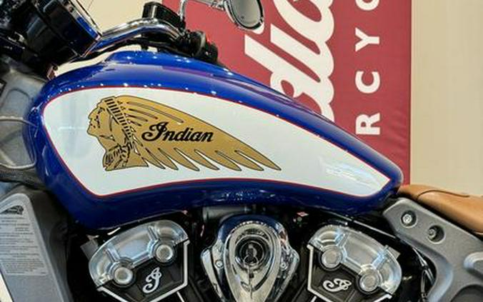 2018 Indian Motorcycle® Scout® ABS Brilliant Blue over White with Red Pinstripe