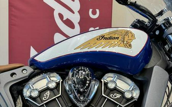 2018 Indian Motorcycle® Scout® ABS Brilliant Blue over White with Red Pinstripe