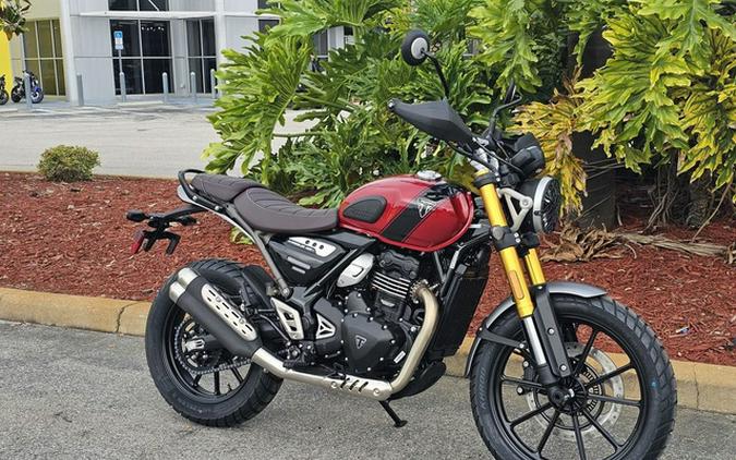 2025 Triumph Scrambler 400 X Carnival Red / Phantom Black Base