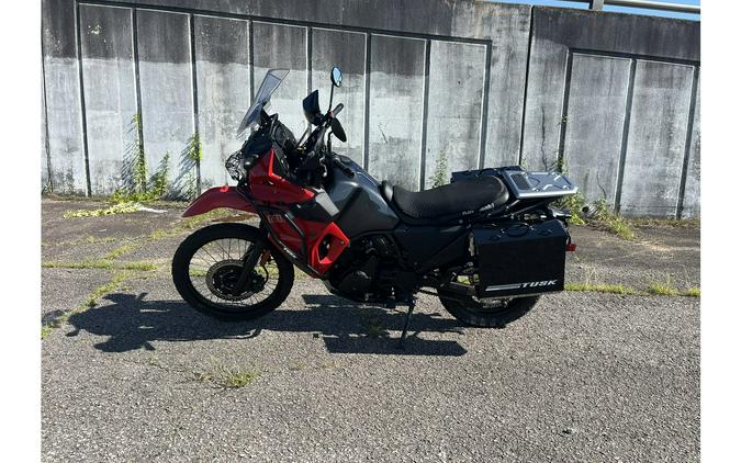 2024 KLR®650 S RED WITH TUSK REAR BOXES, TUSK CRASH BARS, HEADLIGHT GUARD, WINDSCREEN EXTENDER, REAR SPOO - Kawasaki