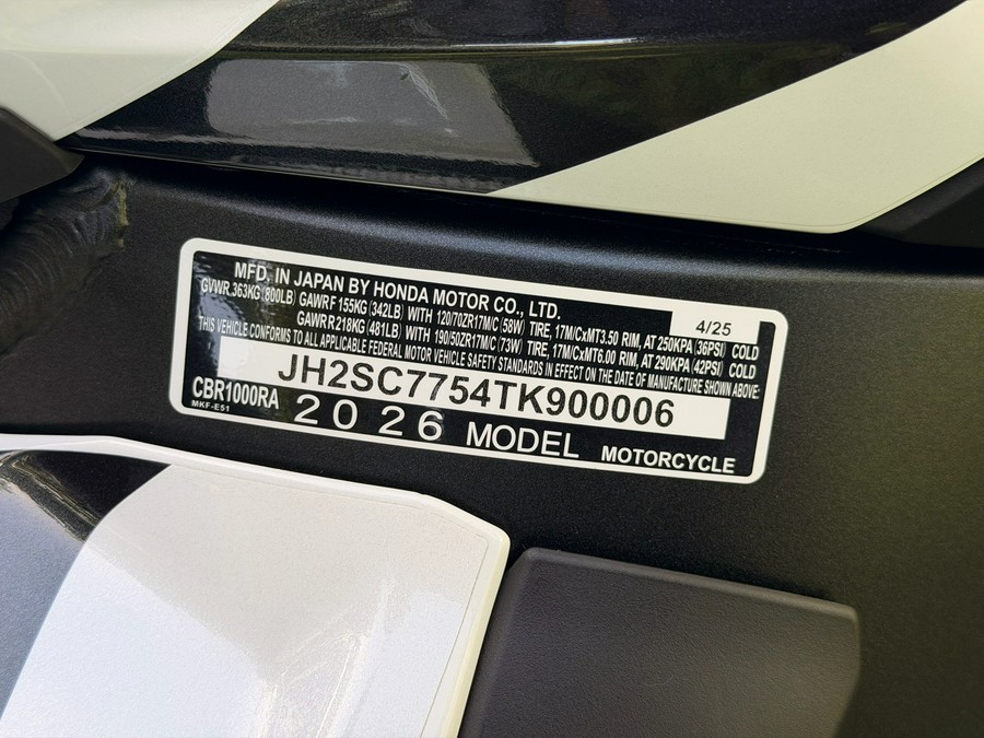 2026 Honda CBR1000RR ABS